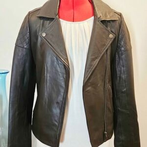 Classic Brown Leather Moto Jacket